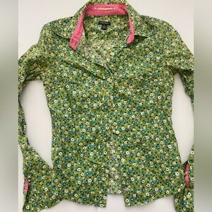 Y2K American Eagle floral button down